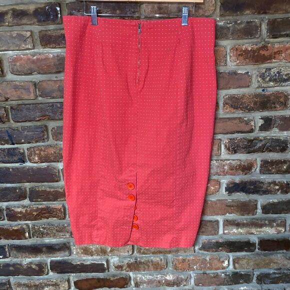 Torrid Red White Polka Dot Button-Back Midi Straight Pencil Skirt Women's Sz 14 - Picture 4 of 8